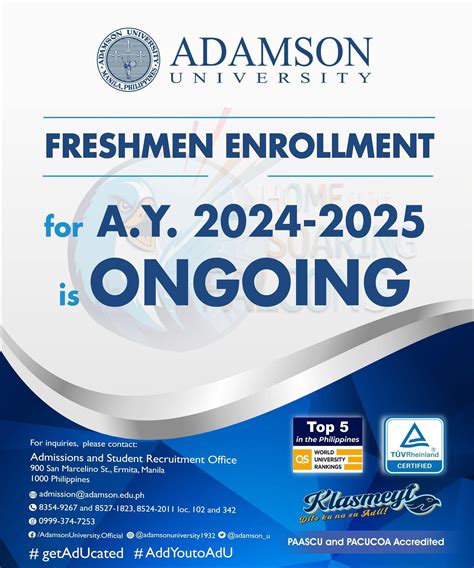 adamson university admission 2024 to 2025|Freshman Application Procedures .